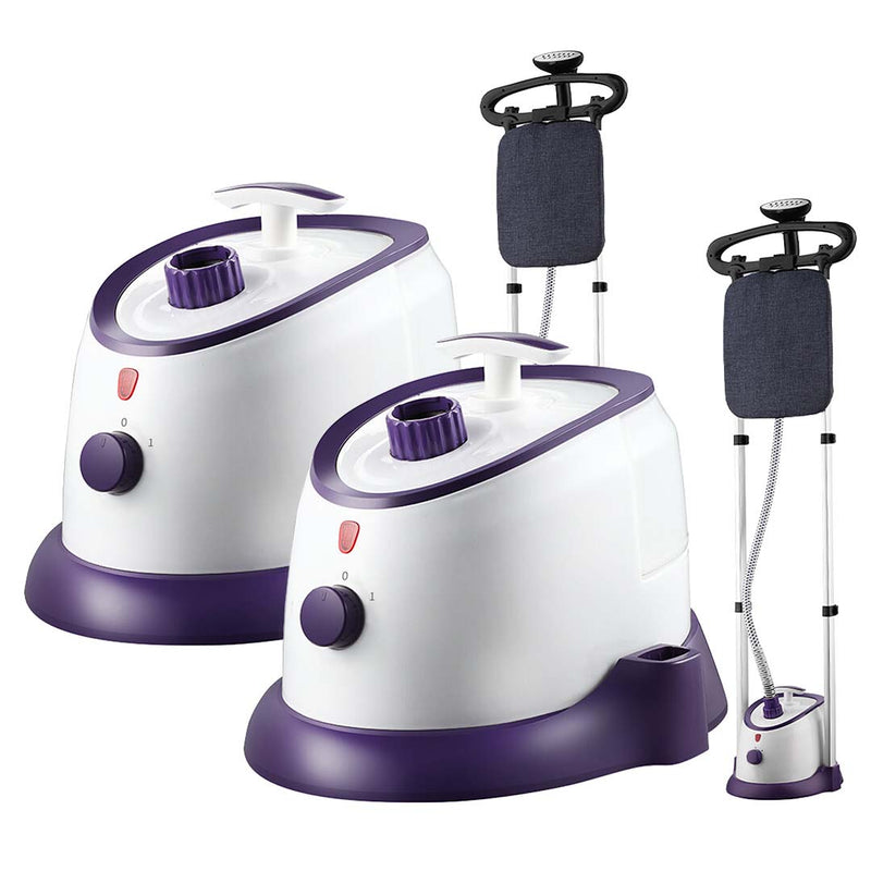 2X Garment Steamer Twin Pole 1700ml 1800W Telescopic Purple Adjustable Height