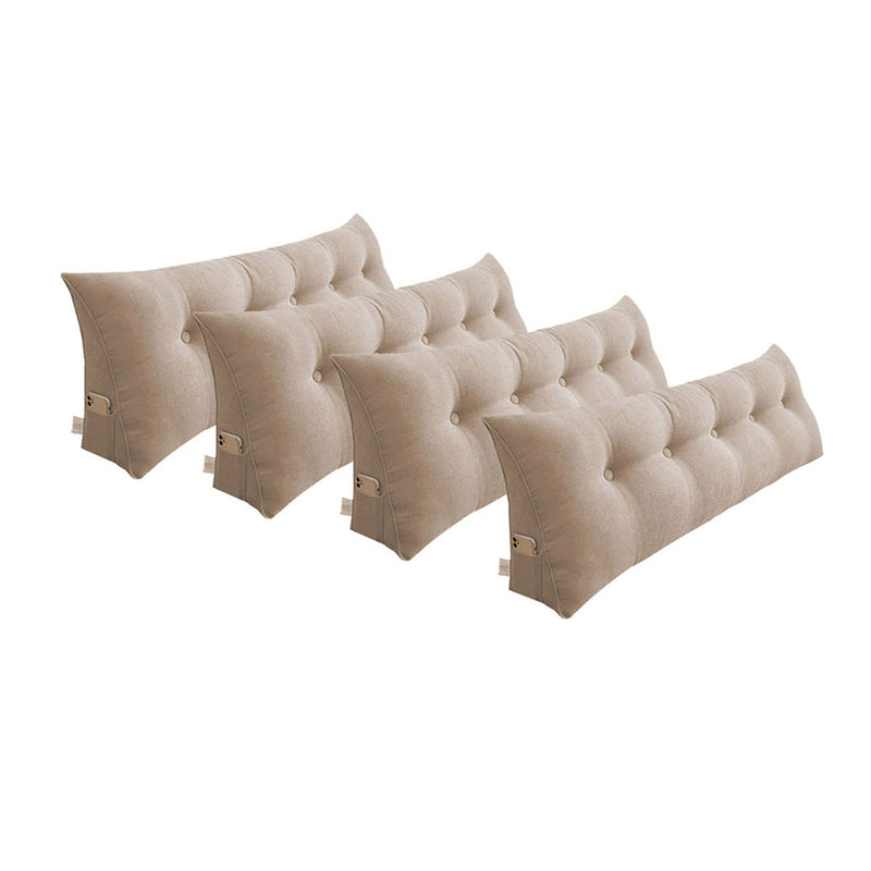 4X 120cm Beige Triangular Wedge Headboard Pillow Polyester PP Button Tufted