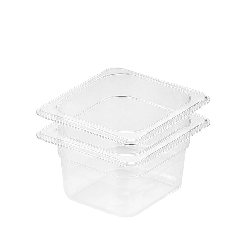 Clear Polycarbonate GN Pan 1/6 100mm Food Tray Set of 2 Dishwasher Safe