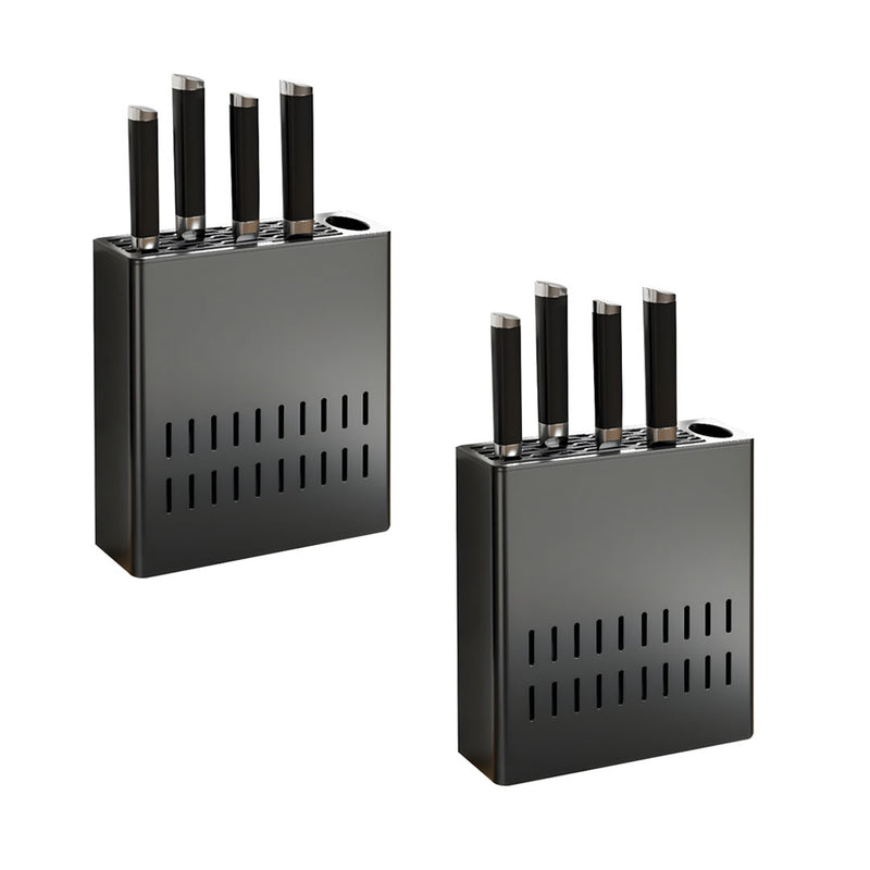 2X Wall Mounted Aluminum Knife Rack 24x18x7.5cm Black Rust Proof
