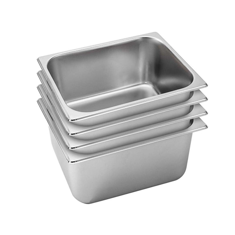 4X 1/2 Gastronorm Pan Stainless Steel 27x33x20cm Deep Stackable