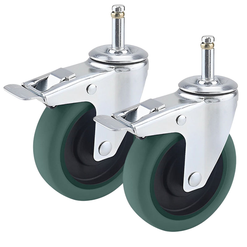 2X 4 Inch Polyurethane Swivel Caster Wheels With Brake Heavy Duty 25kg Each
