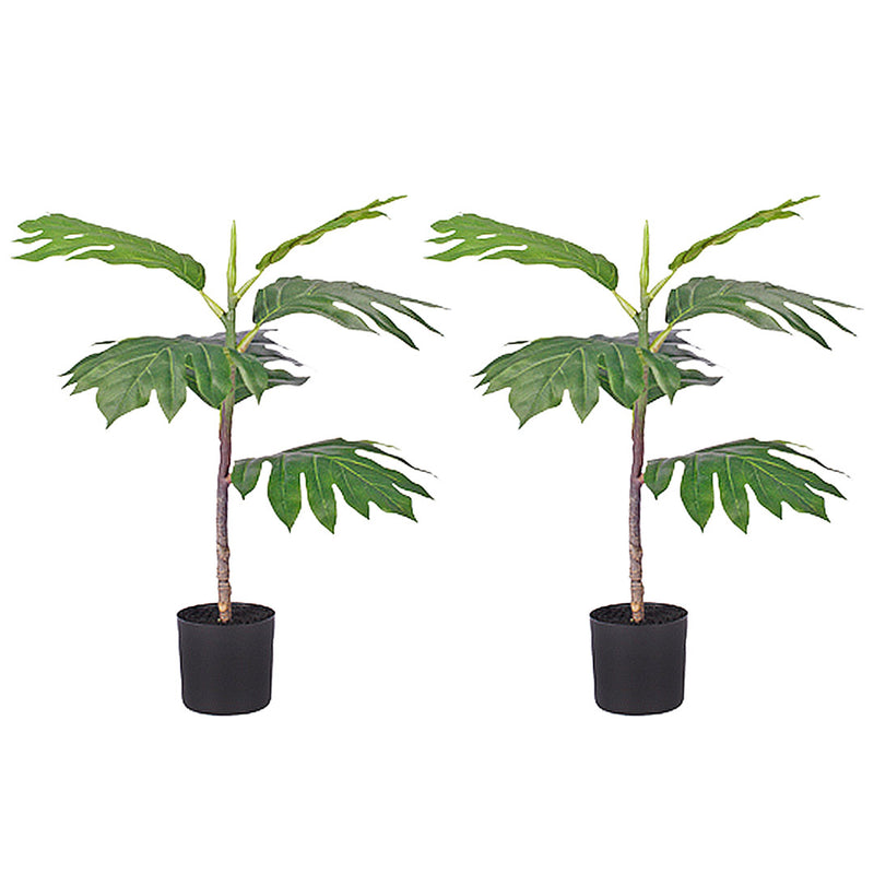 2X Philodendron Tree 60cm Artificial Polyethylene Indoor Green Black Pot