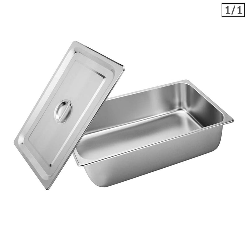 Gastronorm Full Size 1/1 Stainless Steel Pan 53x32.5x15cm Deep With Lid