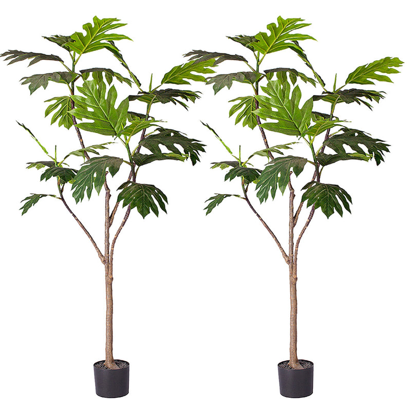 2X 180cm Artificial Philodendron Tree Polyethylene Realistic Green Weighted Pot