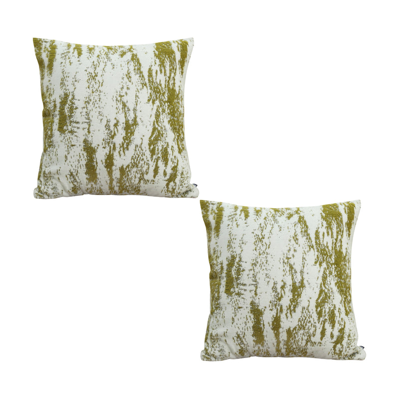 2X Throw Pillow Deluxe Polyester Cotton 50x50x18cm Thick White Olive Green