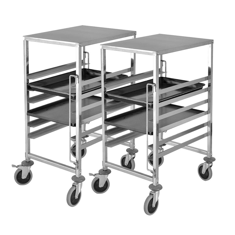 2X 7 Tier Gastronorm Trolley Stainless Steel Suits 60cmx40cm Trays With Worktop