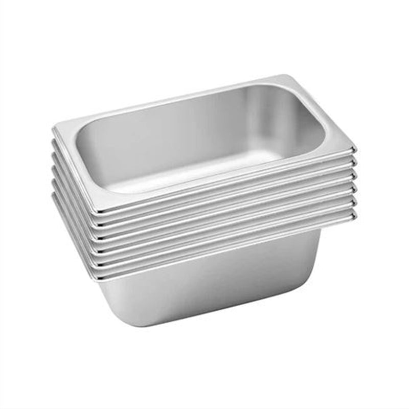 6X Gastronorm GN Pan Full 1/3 Size 10cm Deep Stainless Steel Tray Stackable