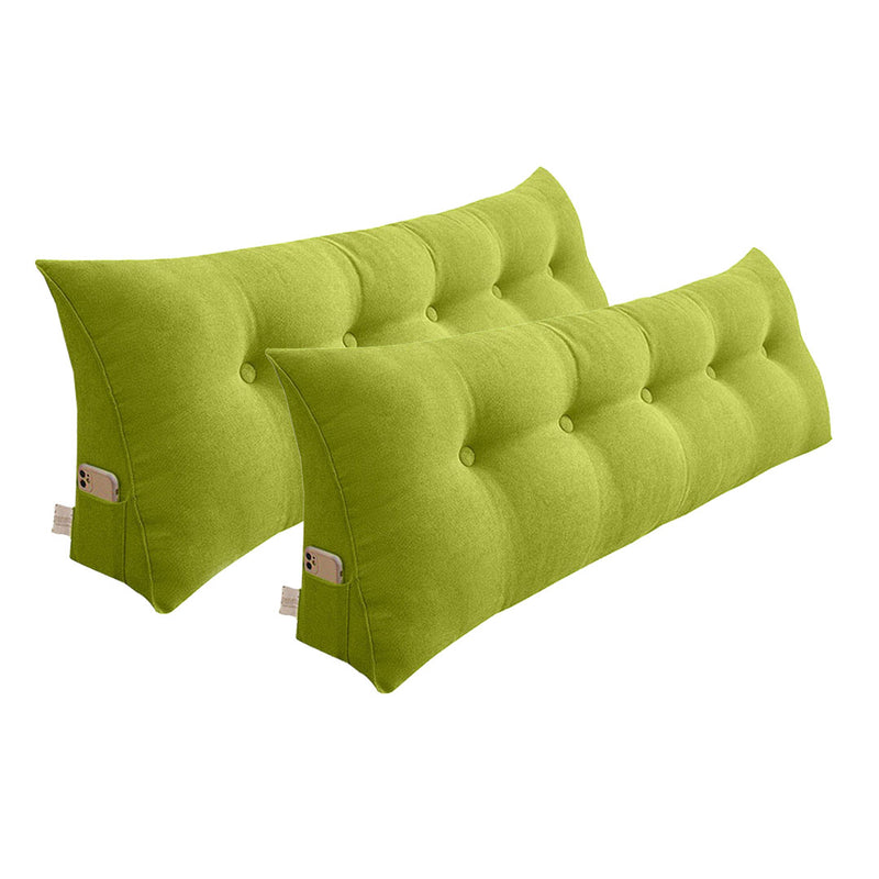 2X Triangular Wedge Bed Backrest Pillow 180cm Polyester Polypropylene Fill Green