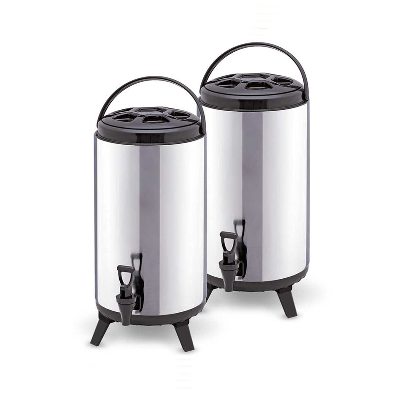 2X 8L Stainless Steel Insulated Hot Cold Beverage Dispenser With Tap Portable