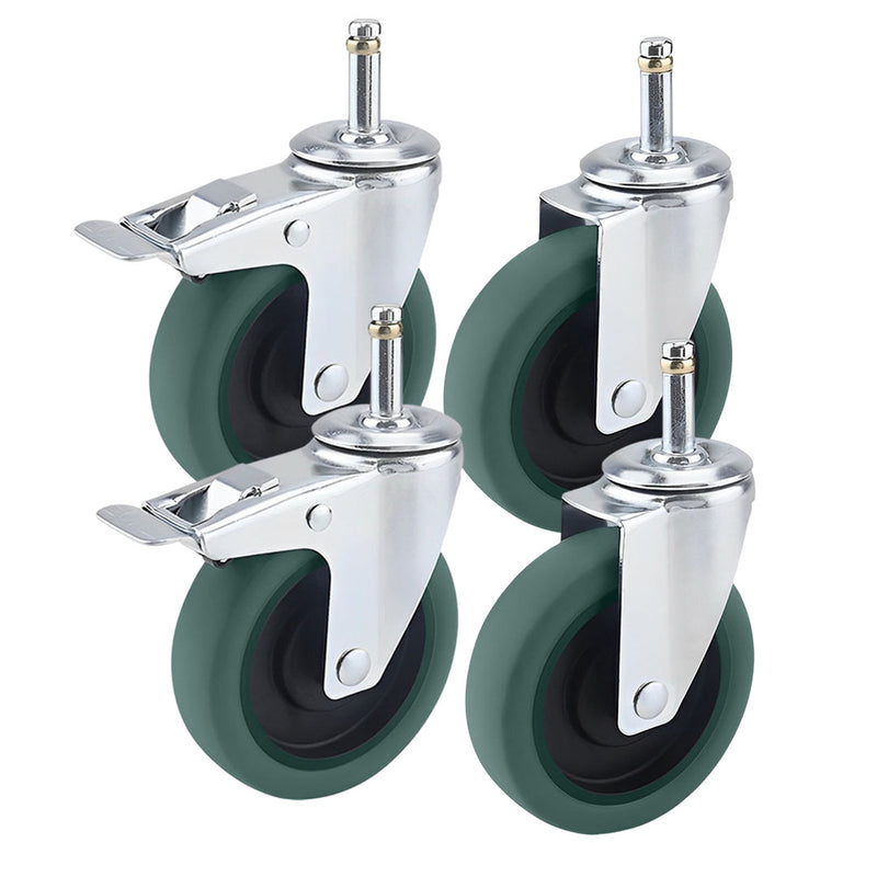 Heavy Duty 4"" Polyurethane Swivel Casters Set with Lock Brakes and 360 Rotation