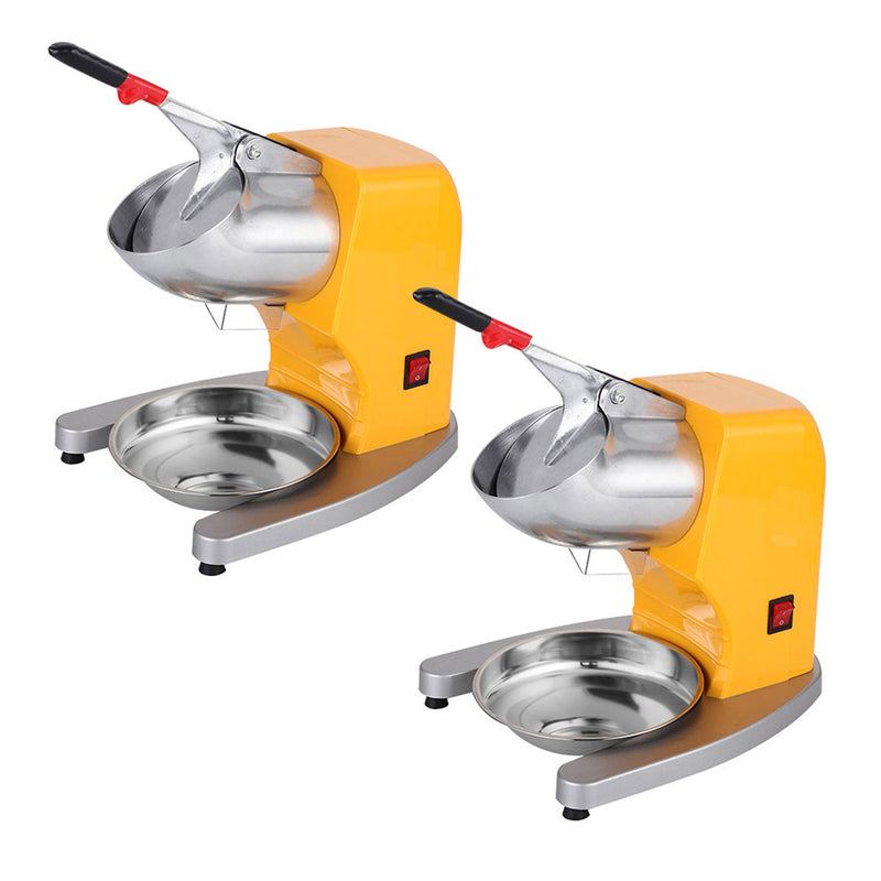 2X Electric Ice Shaver Machine Stainless Steel 65kg/hr Yellow for Smoothies