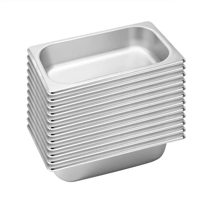 12X Stainless Steel 1/3 GN Pan 6.5 cm Deep Full Size Corrosion Resistant