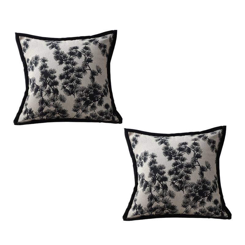 2X Throw Pillow Black White Square 45cm Wide Border Decorative Cushion Stylish