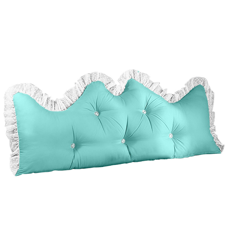 150cm Light Blue Princess Headboard Pillow Ruffle Lace Backrest Cushion
