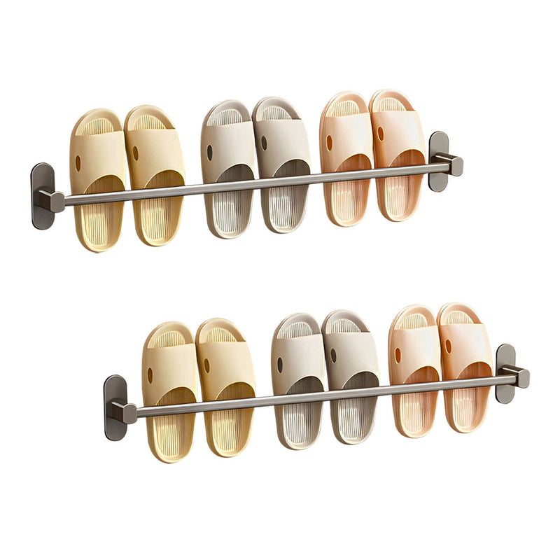 2X 69cm Wall Mounted Aluminum Slipper Rack Black Adhesive Rust Proof