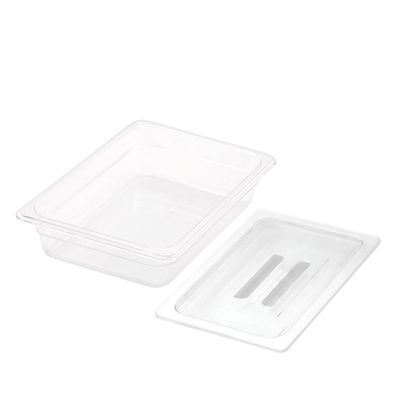 65mm Clear Polycarbonate GN Pan 1/2 Food Tray Storage with Lid Transparent