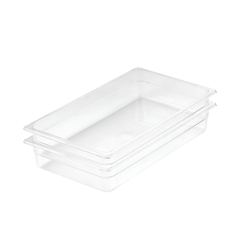 2X Clear Gastronorm Food Tray Polycarbonate 1/1 GN Pan Freezer Safe 100mm