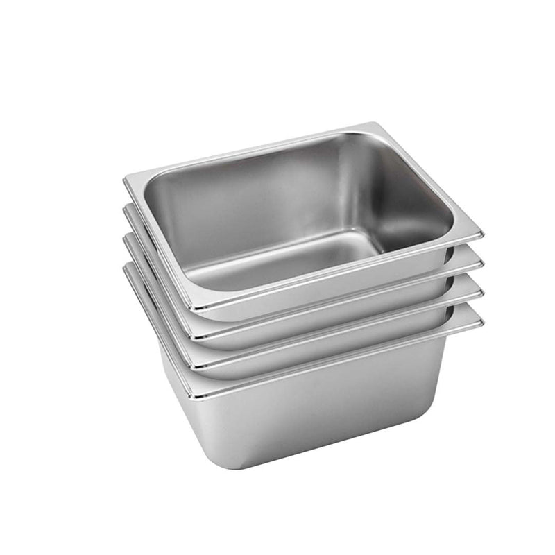 4X Gastronorm 1/2 GN Pan Stainless Steel 27x33x15cm Stackable
