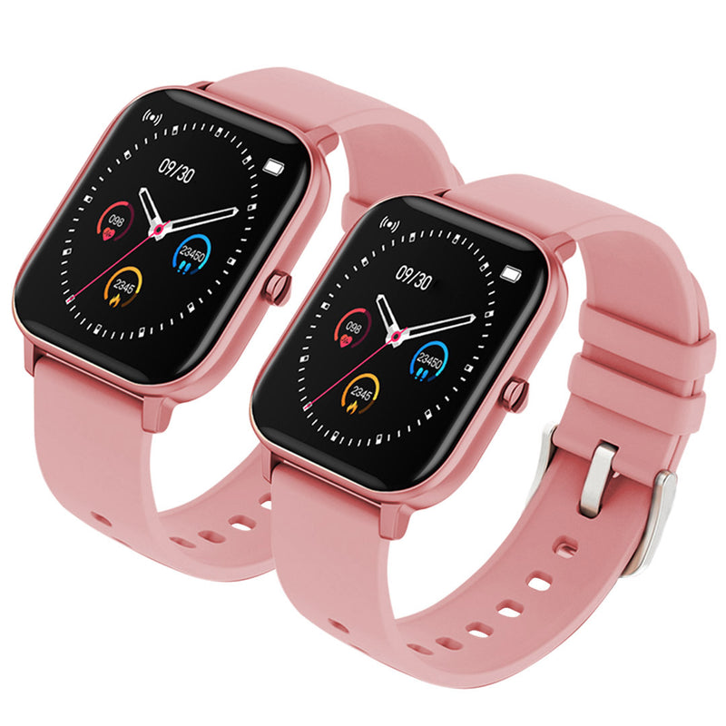 2X Waterproof Fitness Smart Watch Heart Rate Monitor Pink 1.4 Inch Touchscreen