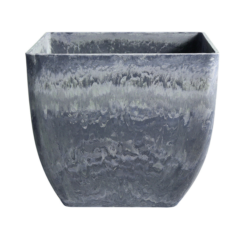 27cm Weathered Grey Square Resin Planter Flower Pot Indoor Office Decor