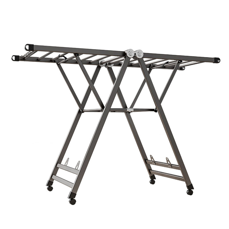 1.6m Wing Shape Foldable Clothes Drying Rack Aluminum Alloy 20kg Dark Grey
