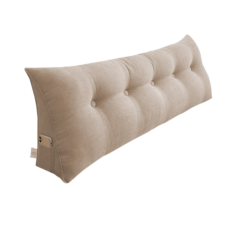 150cm Triangular Wedge Headboard Pillow Polyester Removable Button Tufted Beige