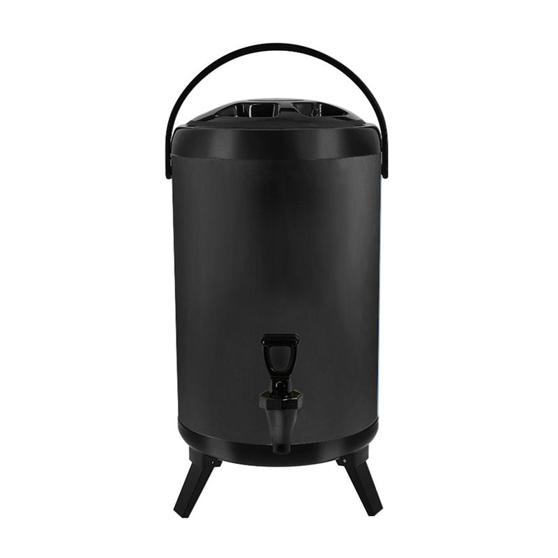 Beverage Dispenser Stainless Steel 12L Insulated Hot And Cold With Faucet Black