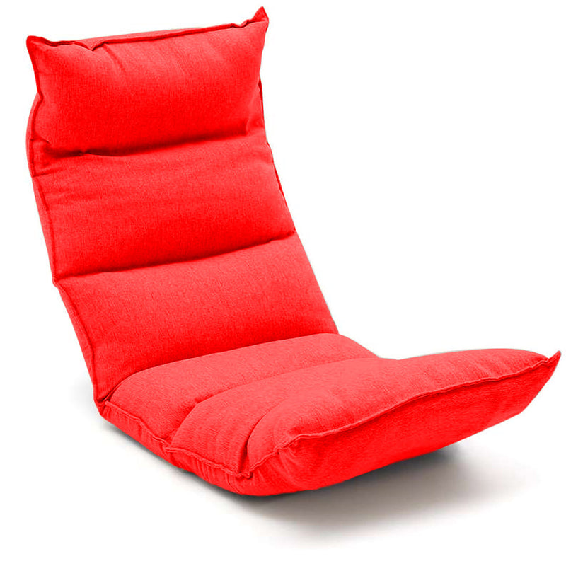 Foldable Suede Tatami Floor Recliner Chair 5 Position Adjustable 130x53x13cm Red