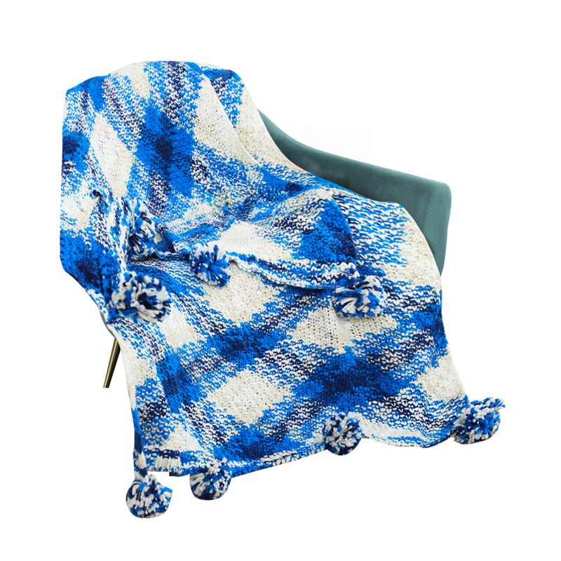 90x200cm Polyester Throw Blanket Deep Sea Blue Gradient Dyed Plush Cozy