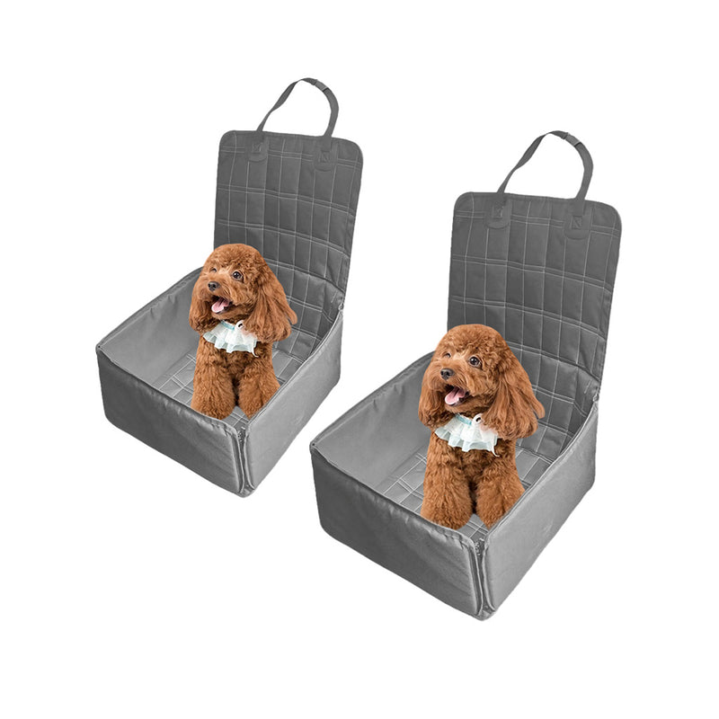 2X Grey Car Pet Sitting Bag Durable Soft Polyester Travel Carrier Cushion
