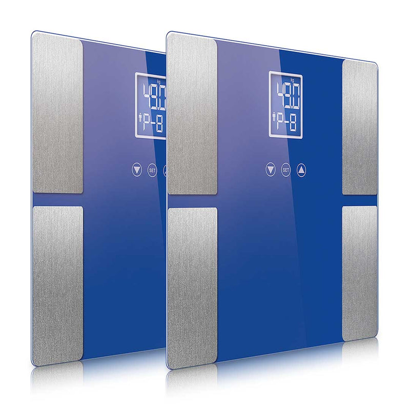 2X Digital Body Fat Scale Lcd 8 User Weight Monitor 180Kg Blue Strain Gauge