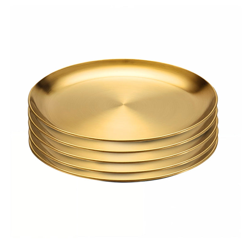 30cm Gold Grilling Plate Stainless Steel Nonstick Heat Resistant Set Of 5