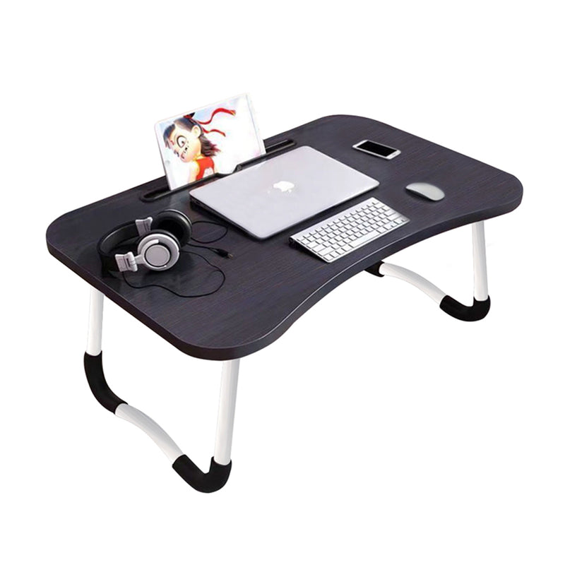Black Portable Foldable Bed Table Adjustable Desk Laptop Stand Card Holder