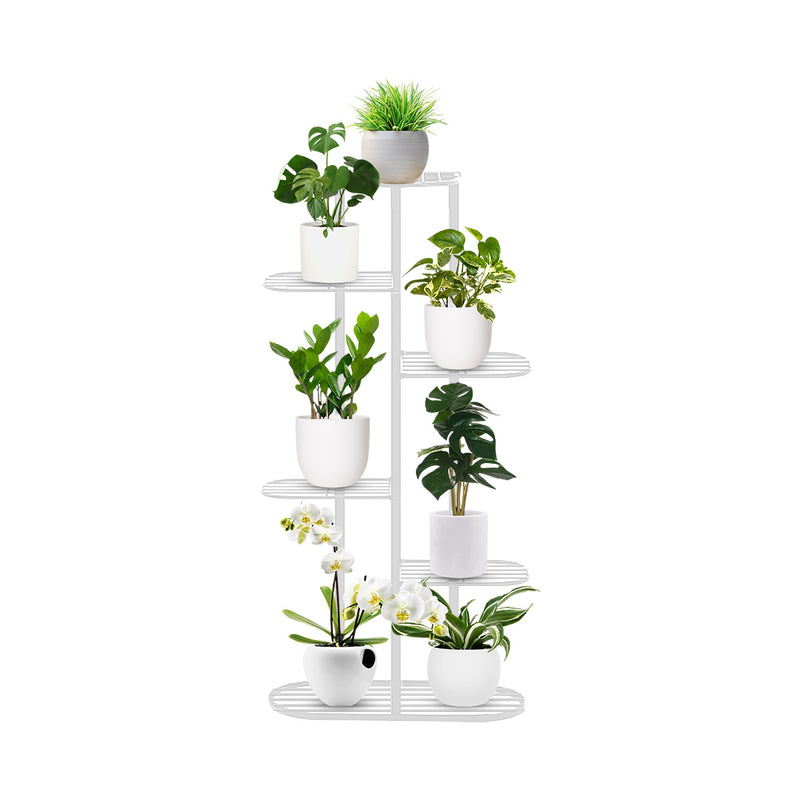 6 Tier 7 Pots White Metal Plant Rack Display Stand Tall Narrow Indoor Outdoor