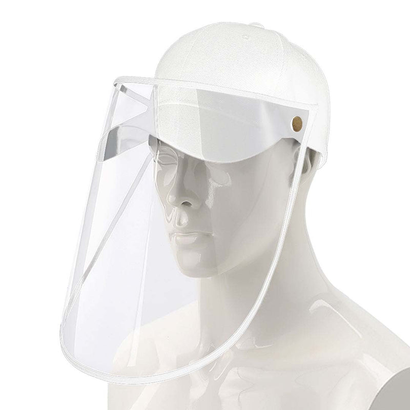 Adult Full Face Protective Hat Cotton Tpu Shield Baseball Cap White 27x41cm