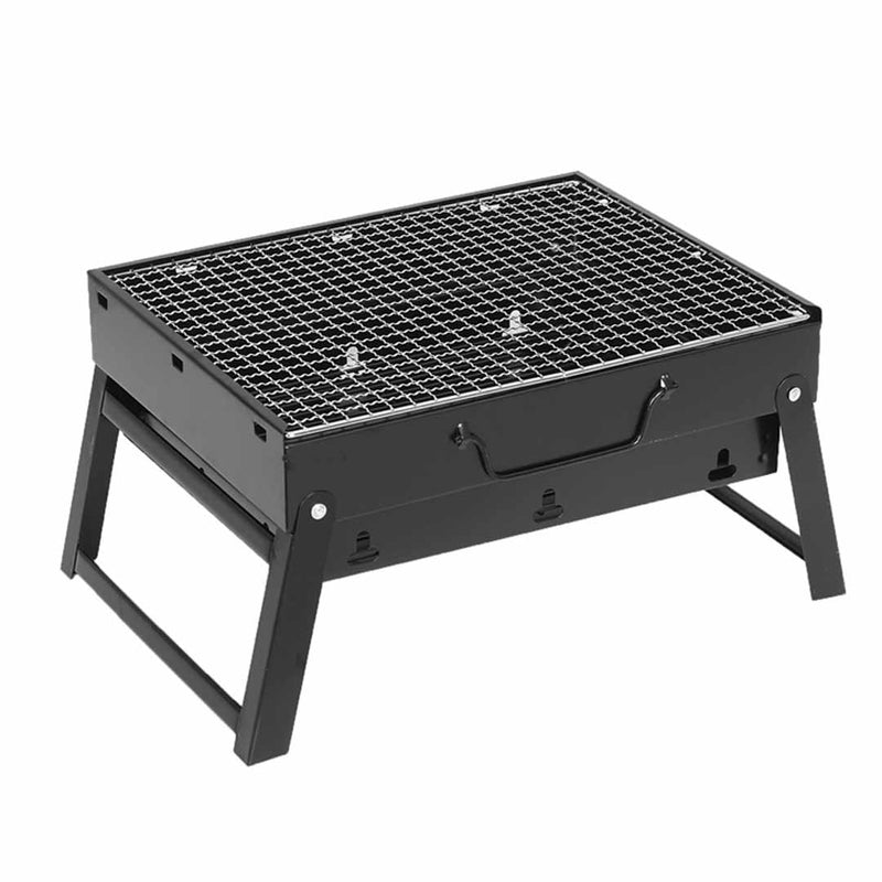 Portable Mini Folding Steel Charcoal Grill Box Camping 350x270x200mm Black