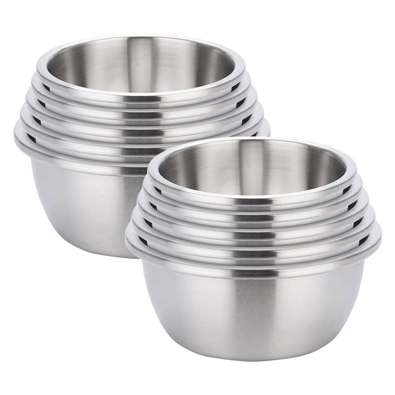 2X 5Pcs Stainless Steel Mixing Bowls Set 18/10 Deep Matte Stackable Silver