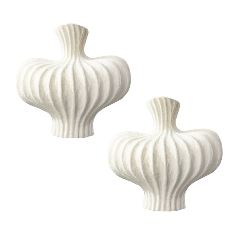 2X 25X24cm Handmade Ceramic Matte White Ornament Vases Countertop Decor