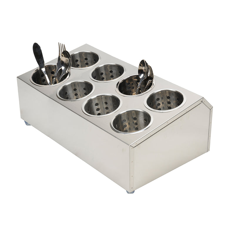 18/10 Stainless Steel Rectangular Cutlery Holder 505x305x200mm 8 Holes