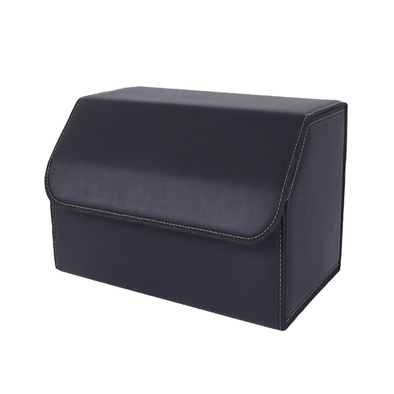 Leather Car Boot Organizer 40x30x30cm 10kg Capacity Collapsible Black Medium