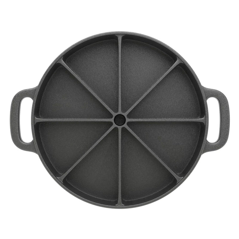Round Cast Iron Baking Wedge Pan 21.5CM 8-Slice Non-Stick Black With Handle