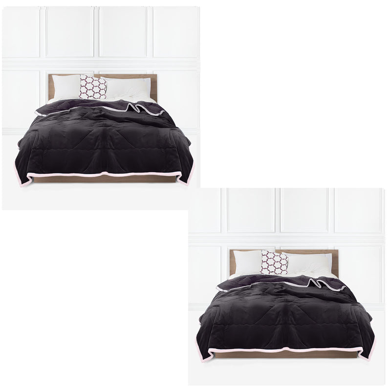 2X Dark Grey Warm Cozy Thick Flannel Throw Blanket Fleece Bed Sofa Coverlet