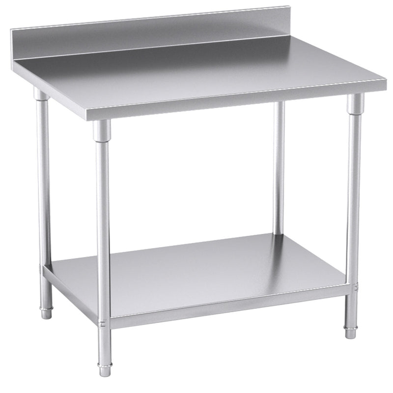 Commercial Stainless Steel Kitchen Prep Table with Backsplash 100x70x85cm