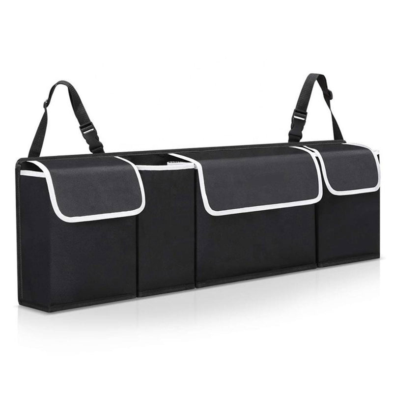 Oxford Cloth Car Storage Organizer 90x25x12cm Foldable Water Resistant Black