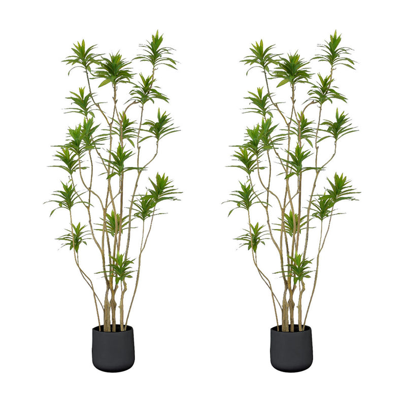 2X 190cm Artificial Lily Bamboo Tree 19 Branches Green Polyethylene Polyurethane