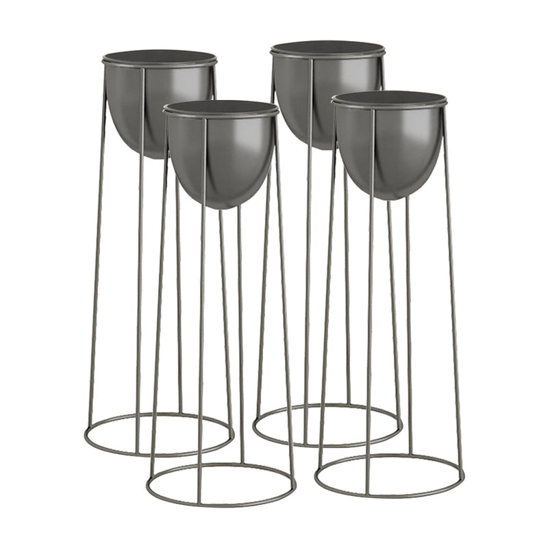 4X 70cm Round Wire Metal Plant Stands Enamel Coated Pots Black