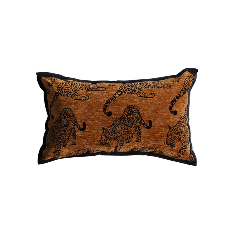 30cmx50cmx14cm Polyester Leopard Print Lumbar Throw Pillow Dark Brown