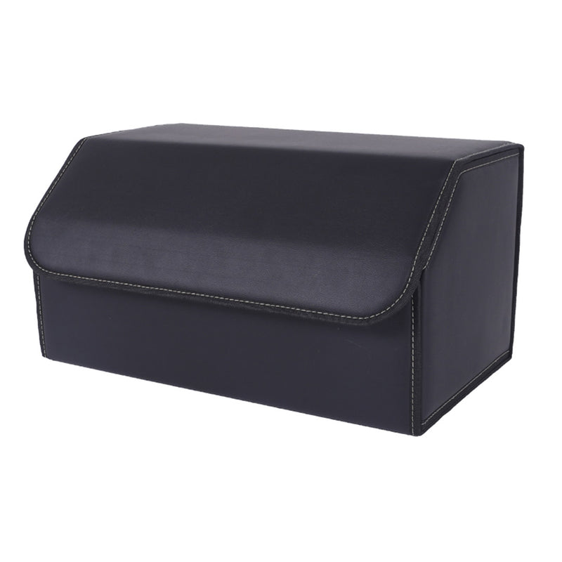 Leather Car Boot Organizer Box Large Collapsible Portable Storage Black