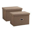 2X Small Foldable Canvas Storage Box Organizer Durable Dustproof Coffee 32cm